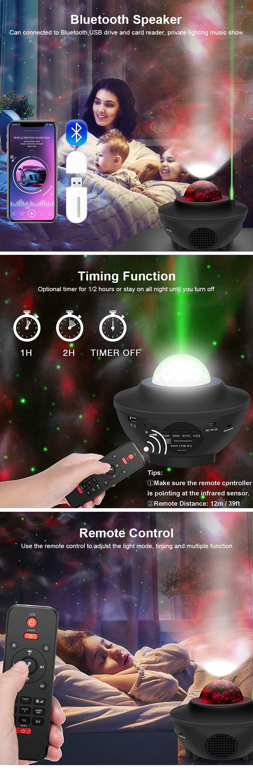 Led Galaxy Star Light Starry Projecter - Bforbazaar