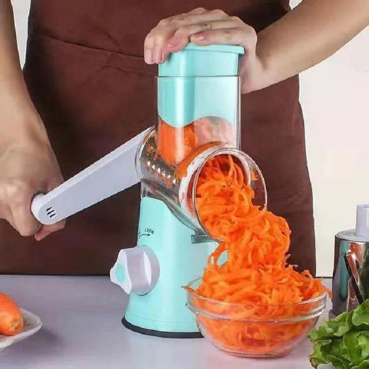 3-In-1 Manual Rotation Vegetable Fruit Slicer & Round Cutter - Bforbazaar