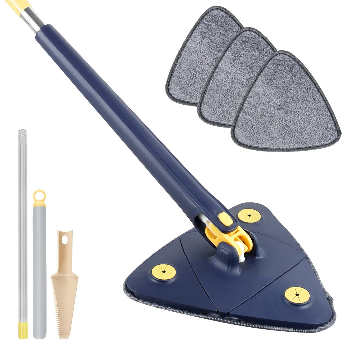 360° Rotatable Self-Wringing Telescopic Triangle Mop - Bforbazaar
