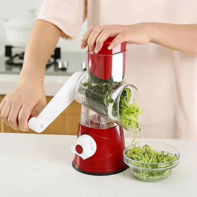 3-In-1 Manual Rotation Vegetable Fruit Slicer & Round Cutter - Bforbazaar