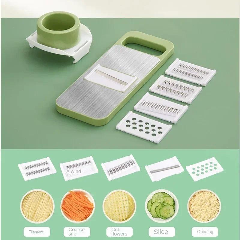 5 In 1 Stainless Steel Multifunctional Safe Vegetable Slicer & - Bforbazaar
