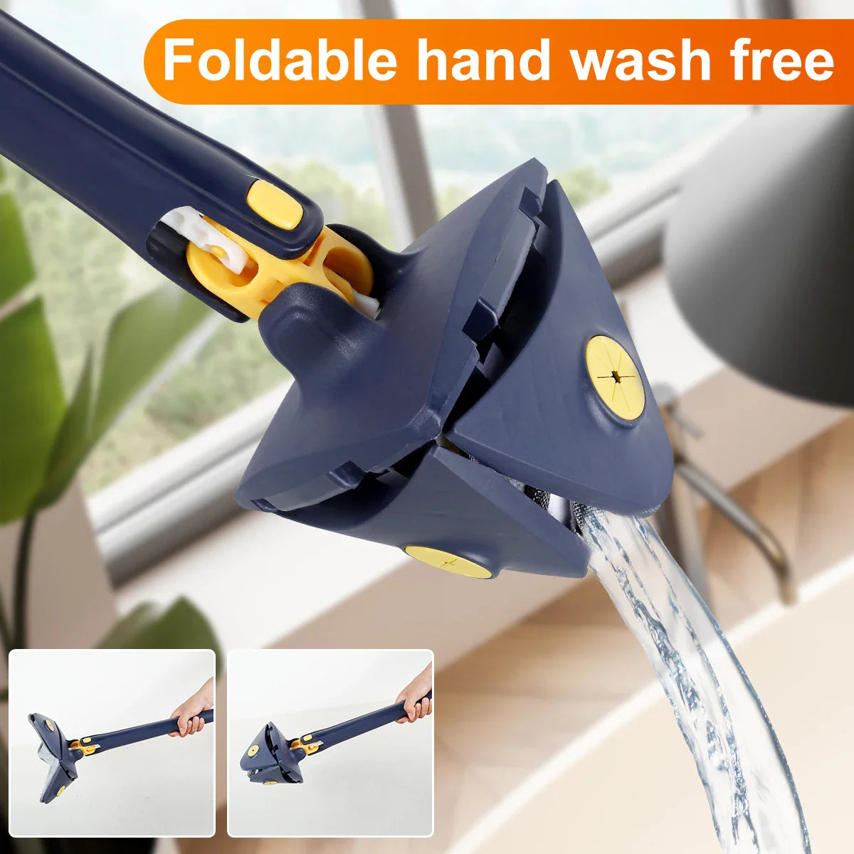 360° Rotatable Self-Wringing Telescopic Triangle Mop - Bforbazaar