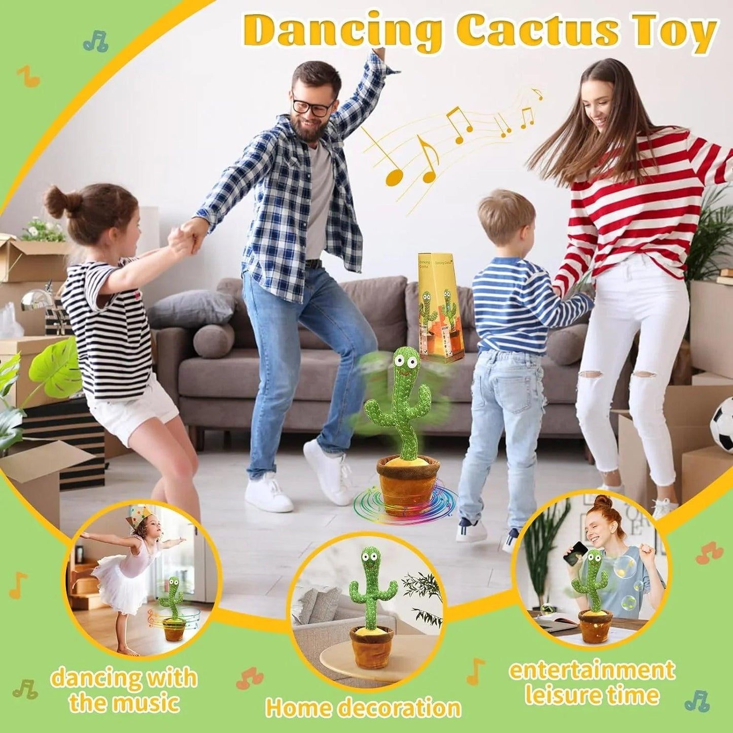 Intelligent Kawaii Cactus Interactive Learning And Musical Toy For Kids - Bforbazaar