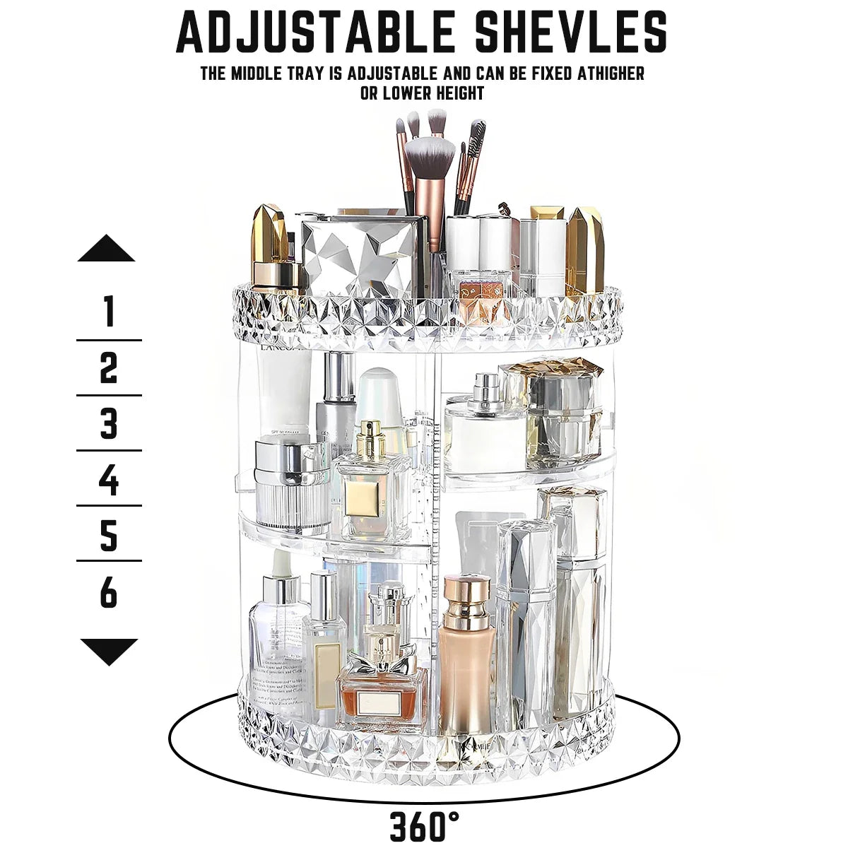 360 Degree Rotation Multi-Functional Cosmetic Organizer Transparent Box - Bforbazaar