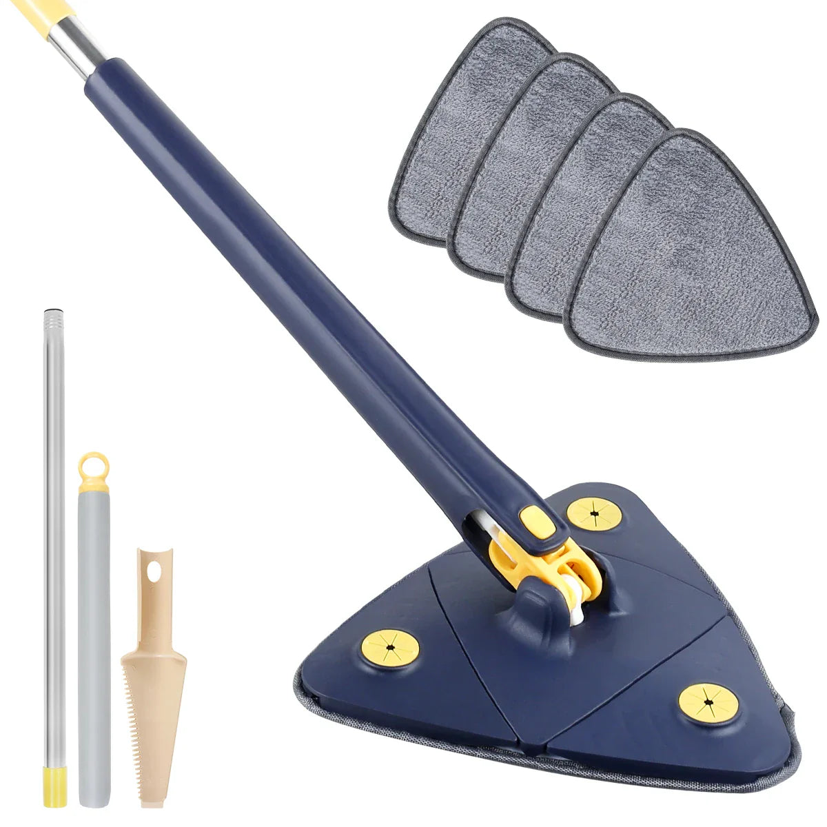 360° Rotatable Self-Wringing Telescopic Triangle Mop - Bforbazaar