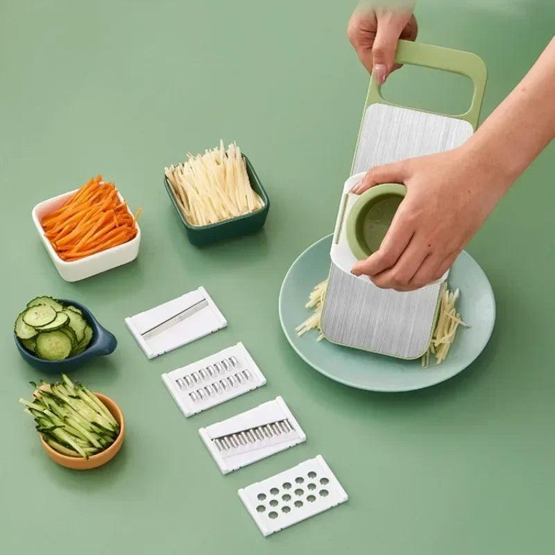 5 In 1 Stainless Steel Multifunctional Safe Vegetable Slicer & - Bforbazaar