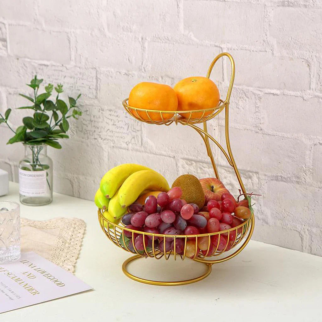 Countertop Round Metal Household Fruit Plate Tray Stand & Storage - Bforbazaar