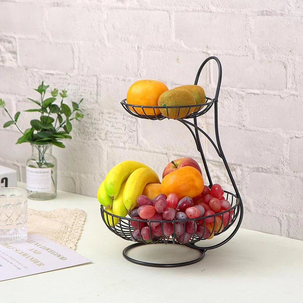 Countertop Round Metal Household Fruit Plate Tray Stand & Storage - Bforbazaar