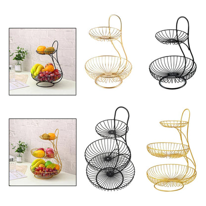 Countertop Round Metal Household Fruit Plate Tray Stand & Storage - Bforbazaar