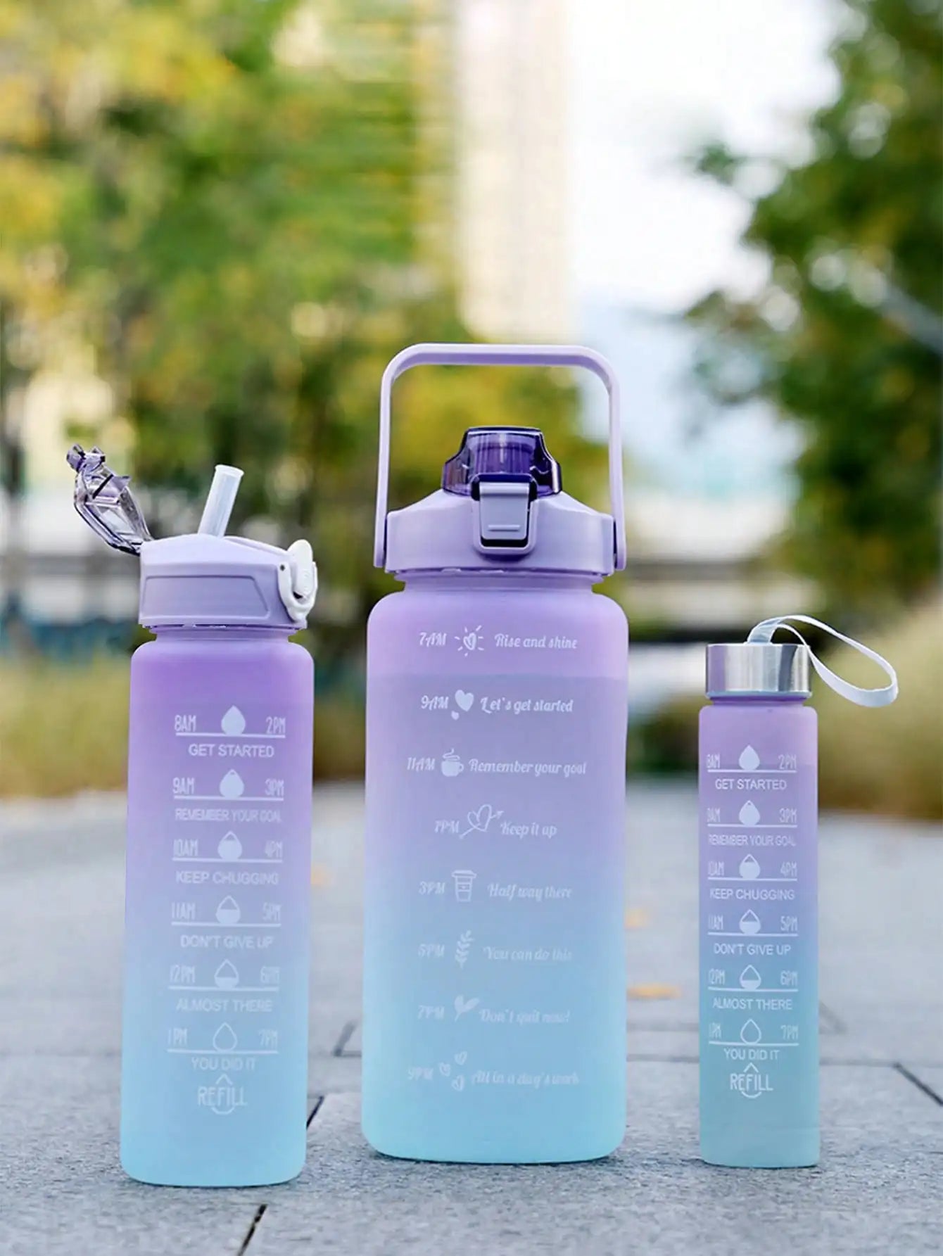 3Pcs Portable, Leak Proof, Gradient Water Bottles Set - Bforbazaar