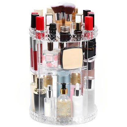 360 Degree Rotation Multi-Functional Cosmetic Organizer Transparent Box - Bforbazaar