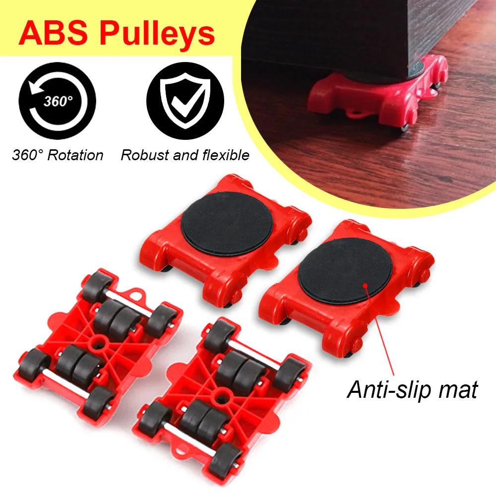 Heavy Duty Furniture Lifter With Wheel Bar - 5Pcs/Set - Bforbazaar