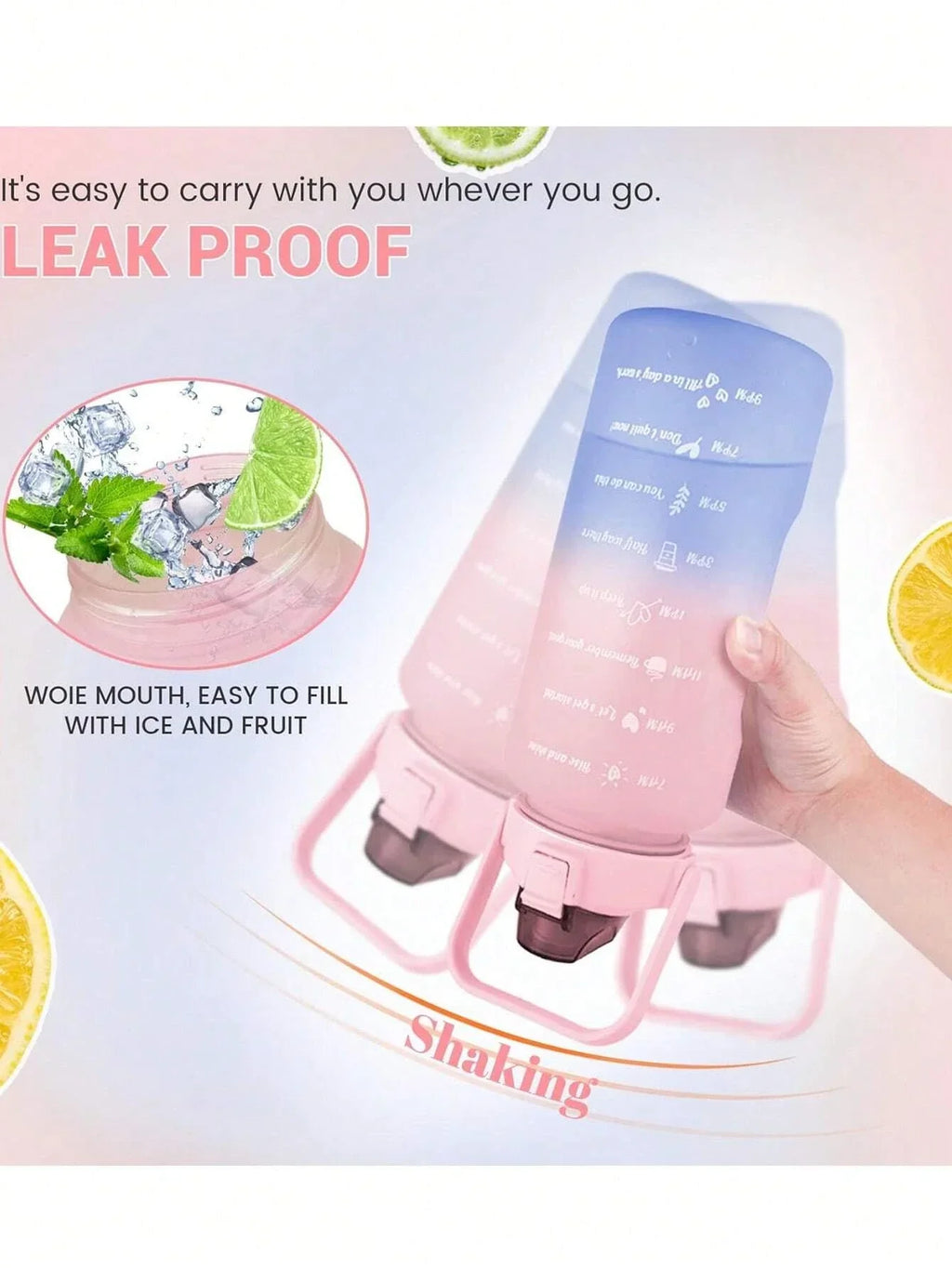 3Pcs Portable, Leak Proof, Gradient Water Bottles Set - Bforbazaar