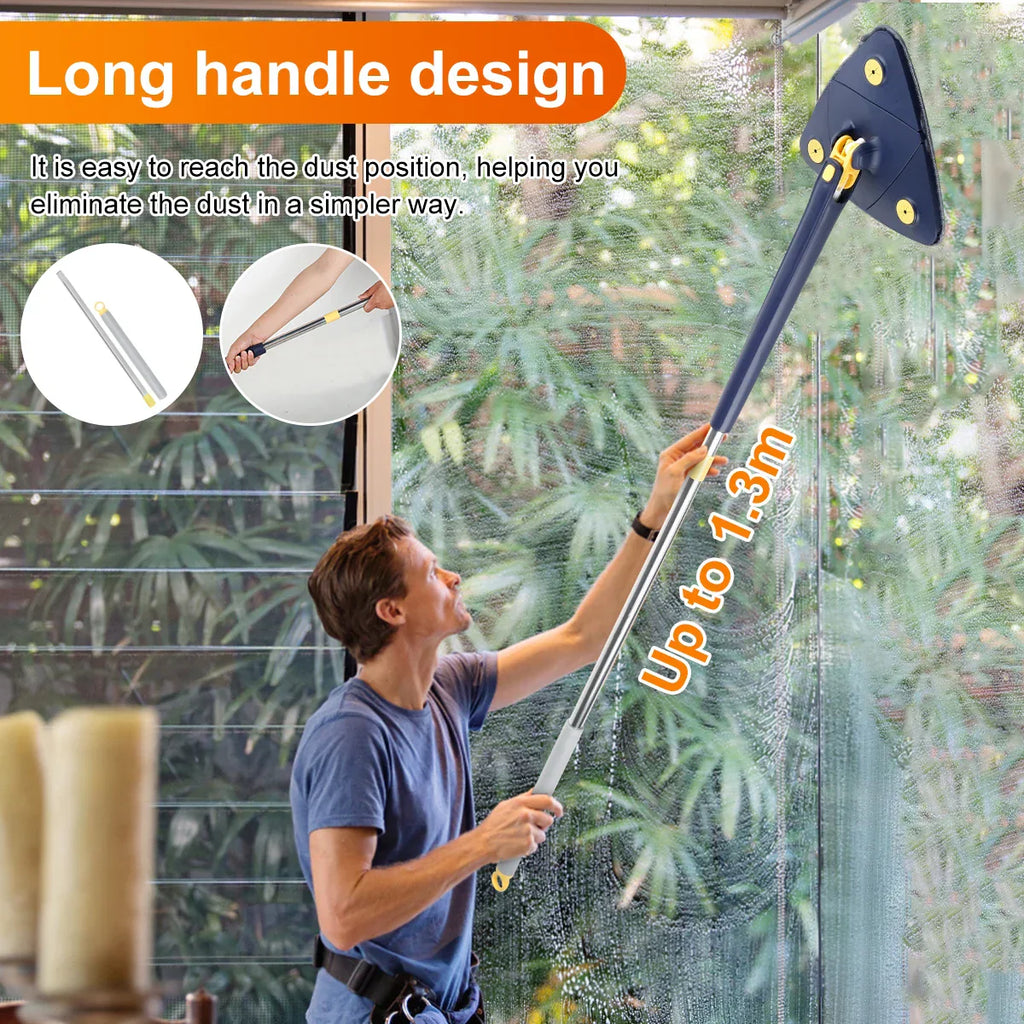 360° Rotatable Self-Wringing Telescopic Triangle Mop - Bforbazaar