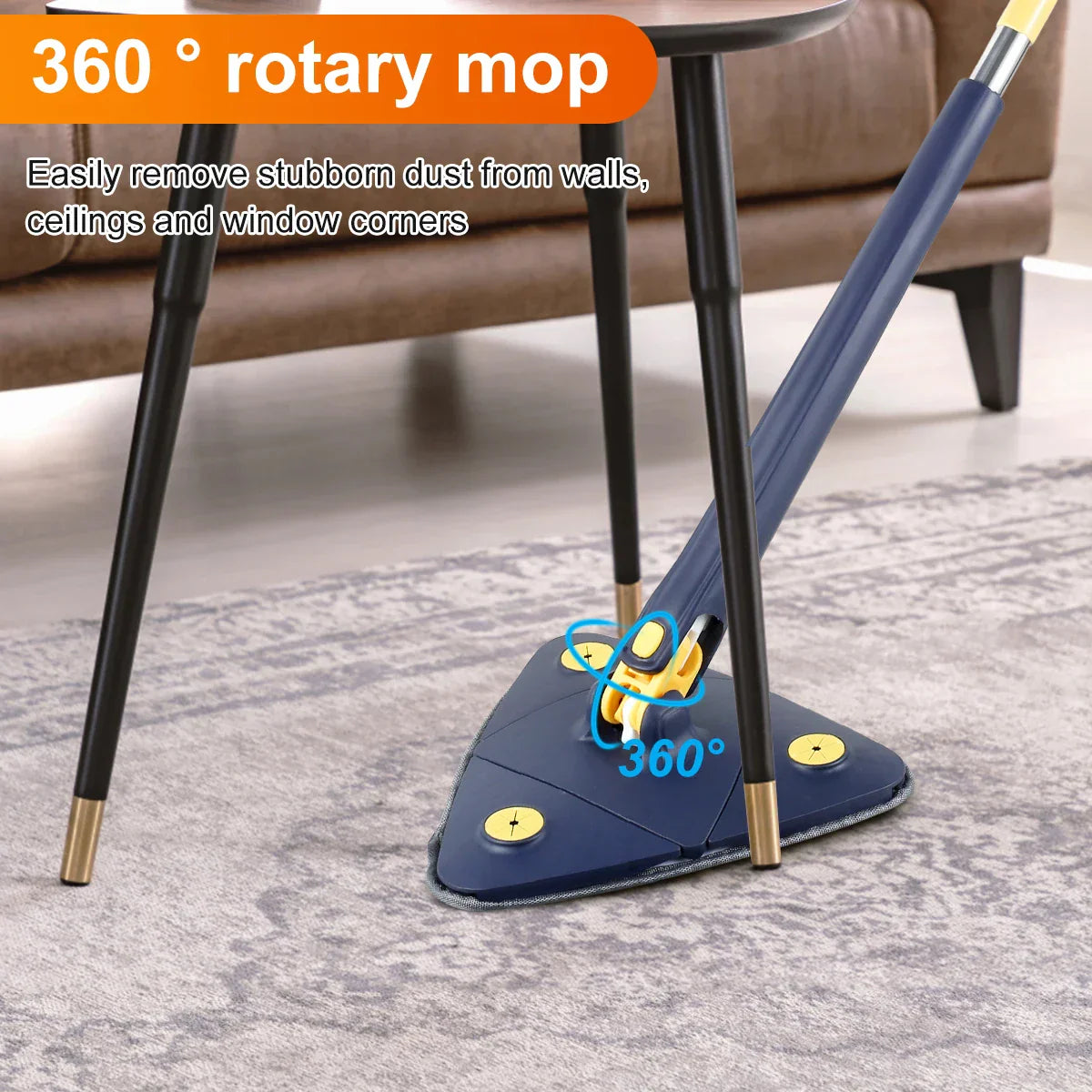360° Rotatable Self-Wringing Telescopic Triangle Mop - Bforbazaar