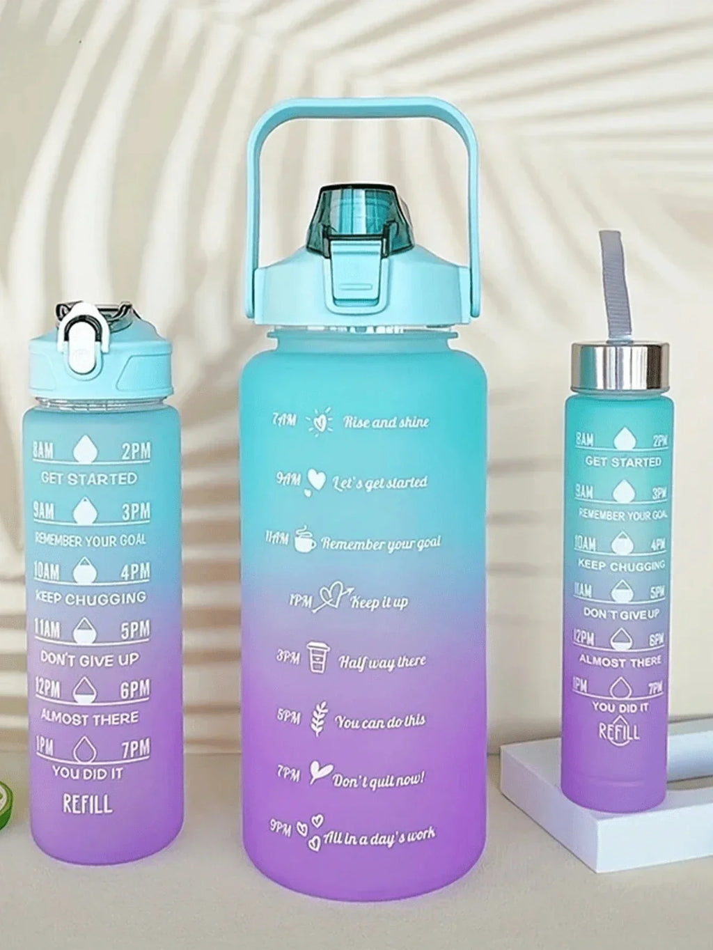 3Pcs Portable, Leak Proof, Gradient Water Bottles Set - Bforbazaar