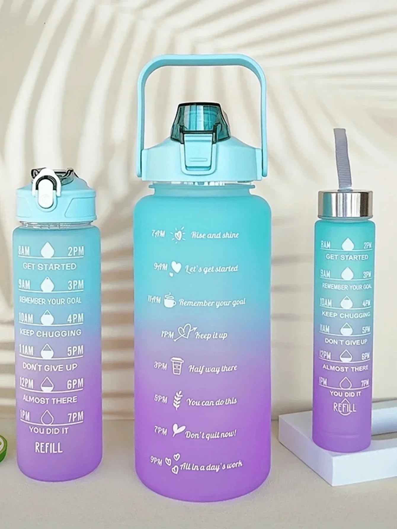 3Pcs Portable, Leak Proof, Gradient Water Bottles Set - Bforbazaar