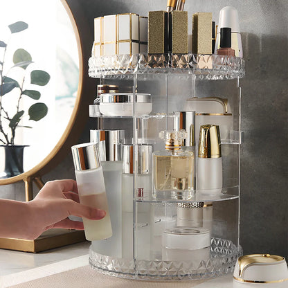 360 Degree Rotation Multi-Functional Cosmetic Organizer Transparent Box - Bforbazaar