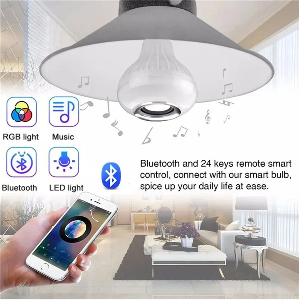 LED Stage Lighting E27 RGB Bluetooth Music Bulb with Remote Control - Bforbazaar