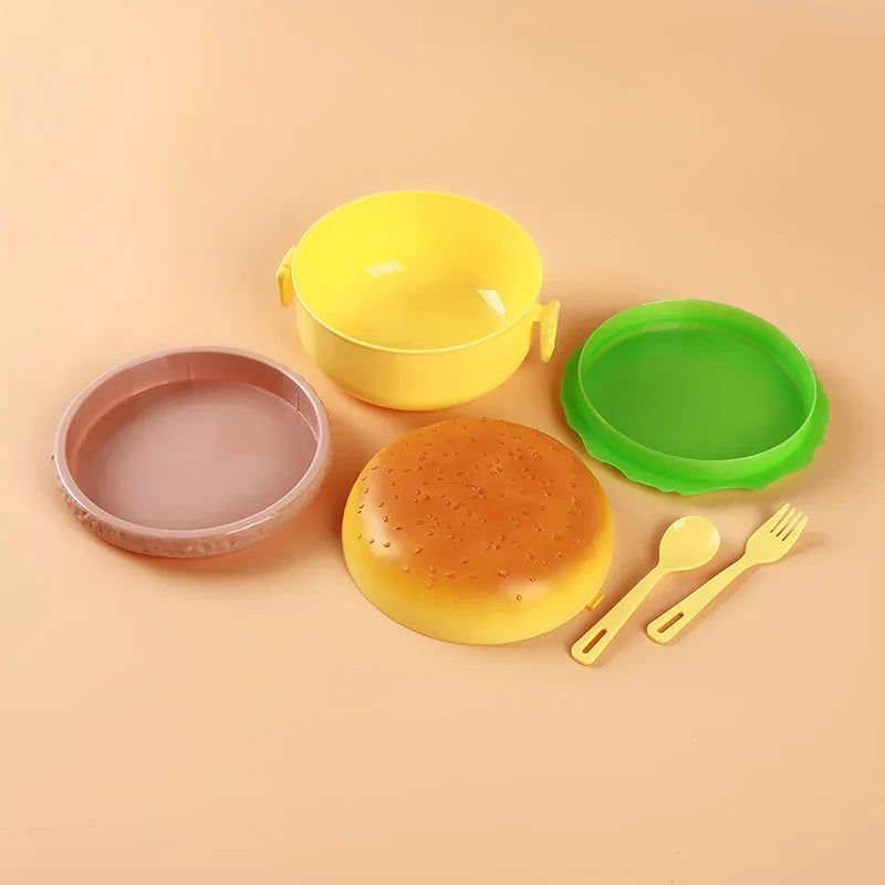 Burger Shape Round Lunch Box For Kids - Bforbazaar