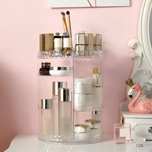 360 Degree Rotation Multi-Functional Cosmetic Organizer Transparent Box - Bforbazaar