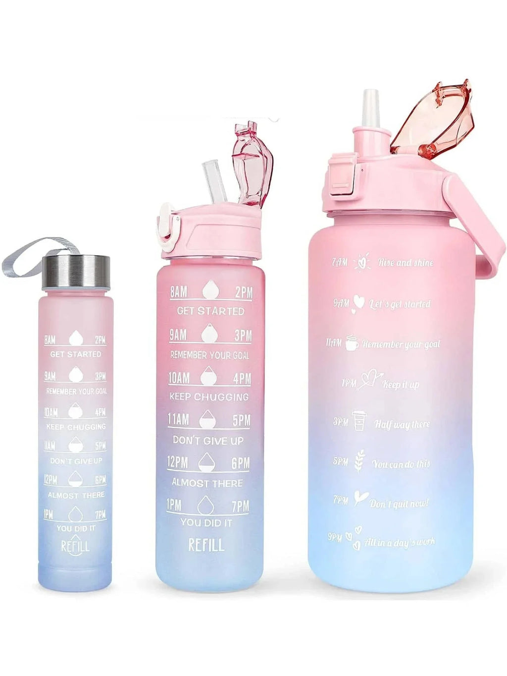 3Pcs Portable, Leak Proof, Gradient Water Bottles Set - Bforbazaar