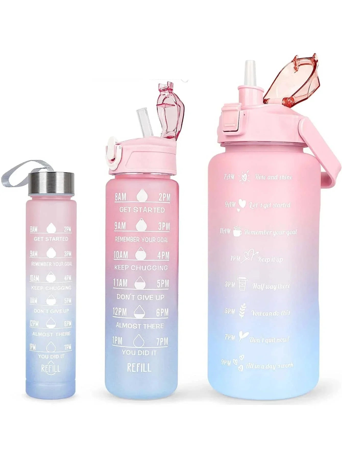 3Pcs Portable, Leak Proof, Gradient Water Bottles Set - Bforbazaar