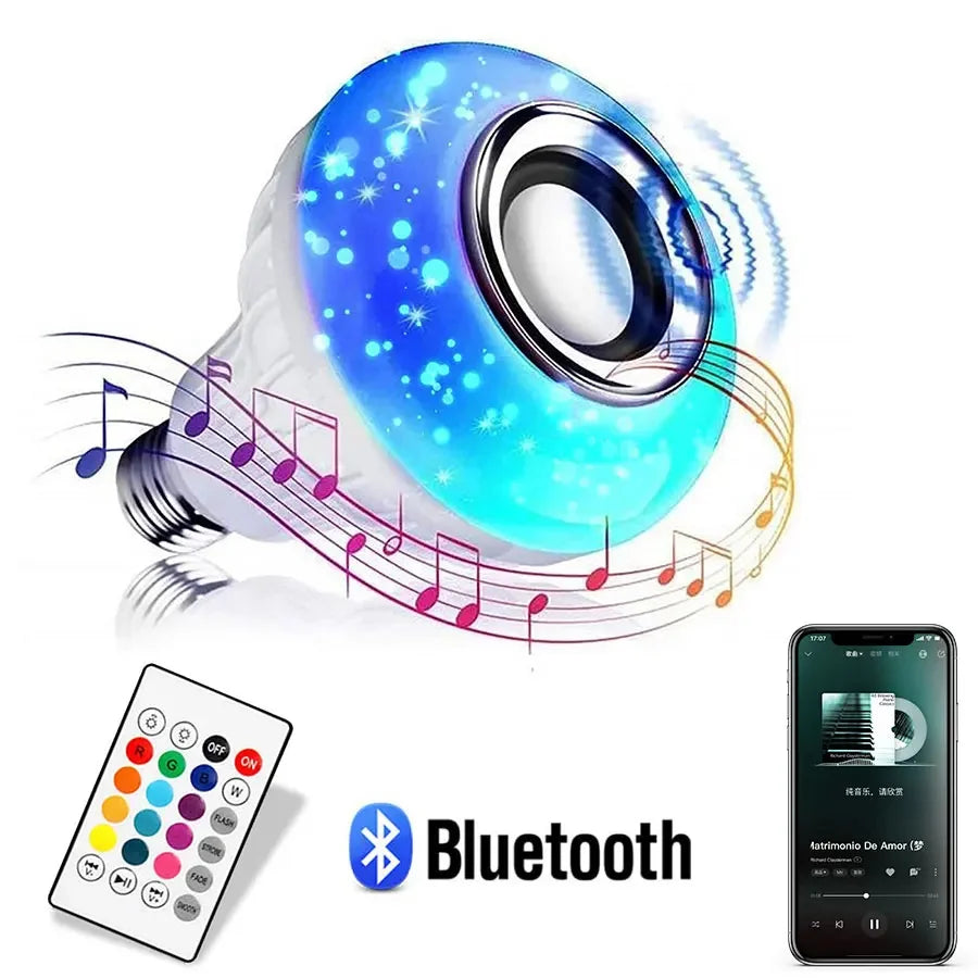 LED Stage Lighting E27 RGB Bluetooth Music Bulb with Remote Control - Bforbazaar