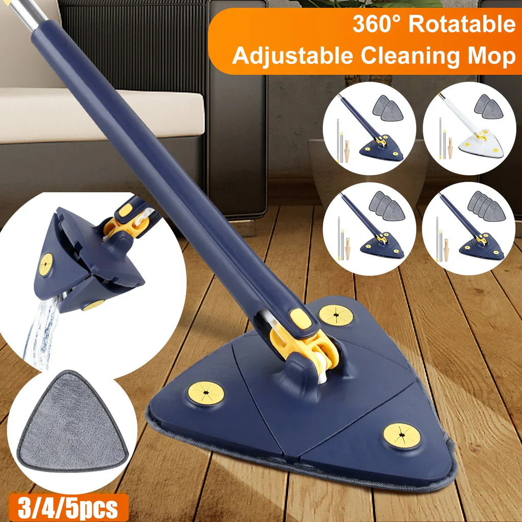 360° Rotatable Self-Wringing Telescopic Triangle Mop - Bforbazaar