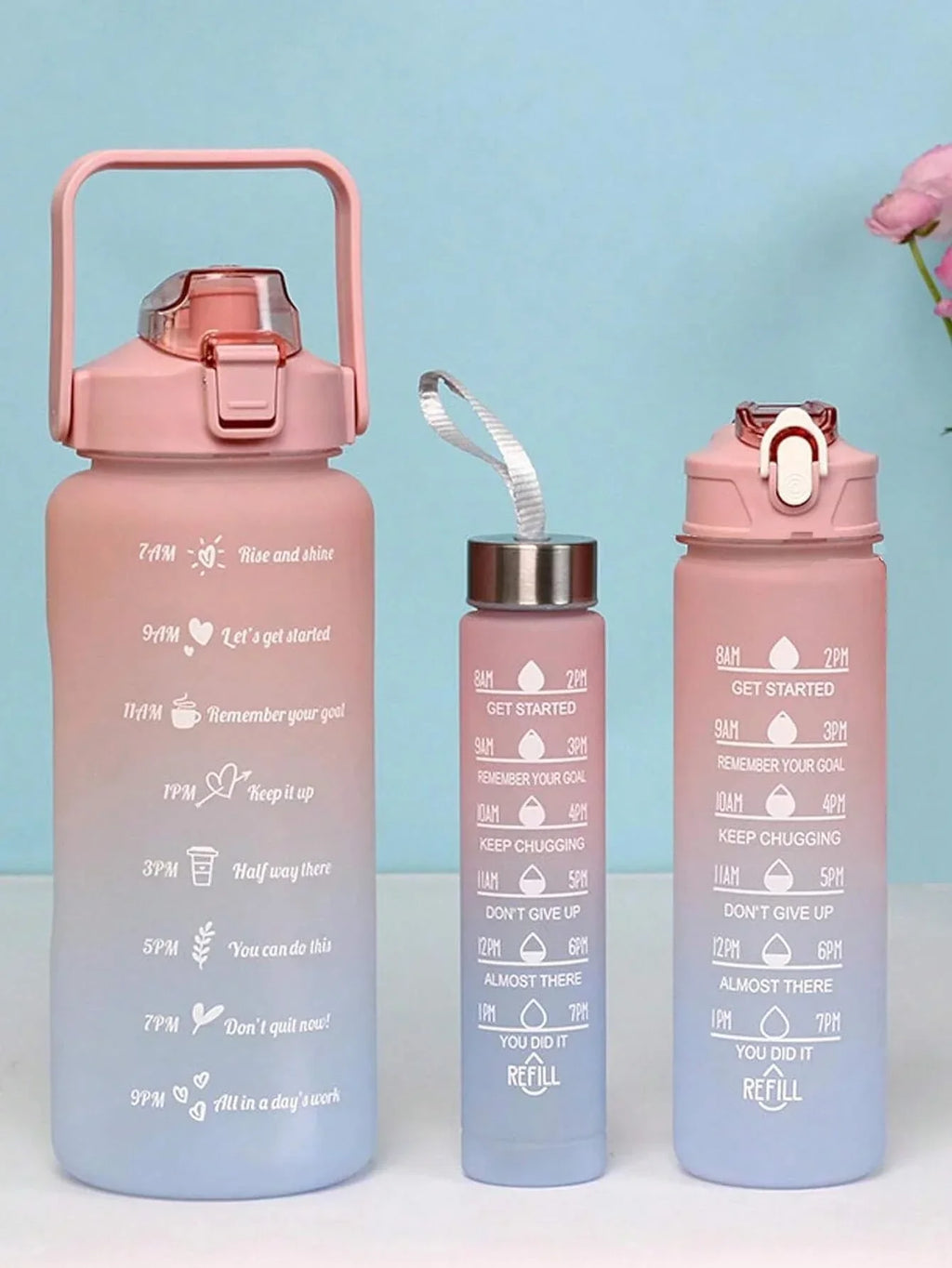 3Pcs Portable, Leak Proof, Gradient Water Bottles Set - Bforbazaar