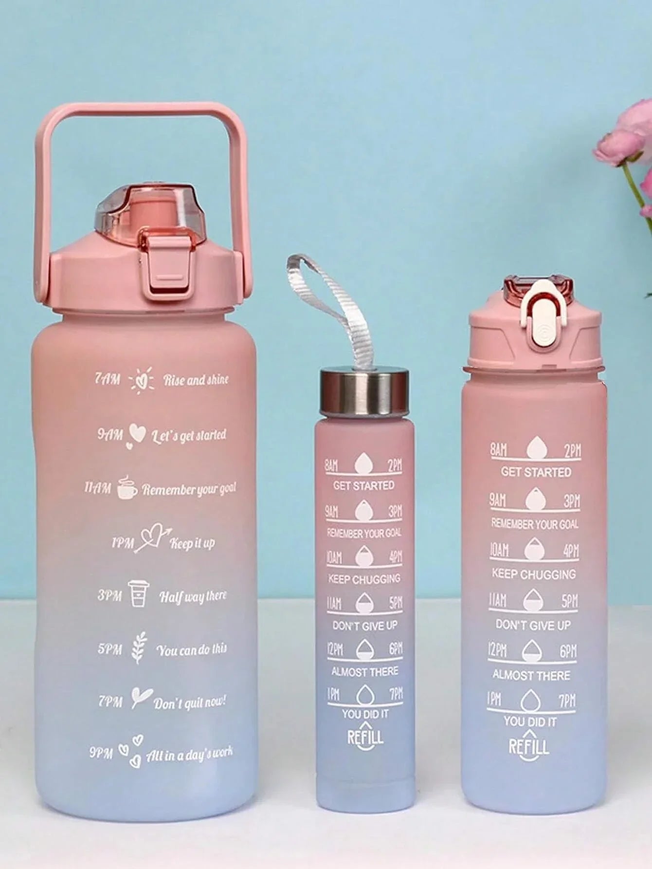 3Pcs Portable, Leak Proof, Gradient Water Bottles Set - Bforbazaar