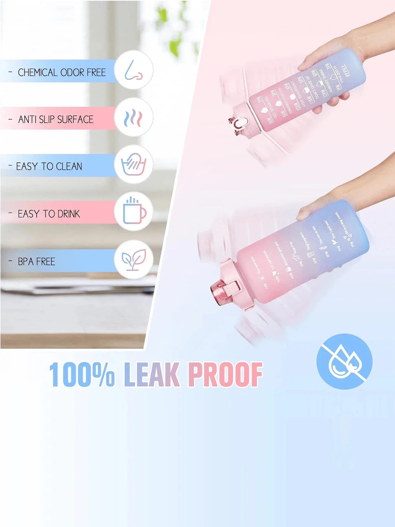 3Pcs Portable, Leak Proof, Gradient Water Bottles Set - Bforbazaar