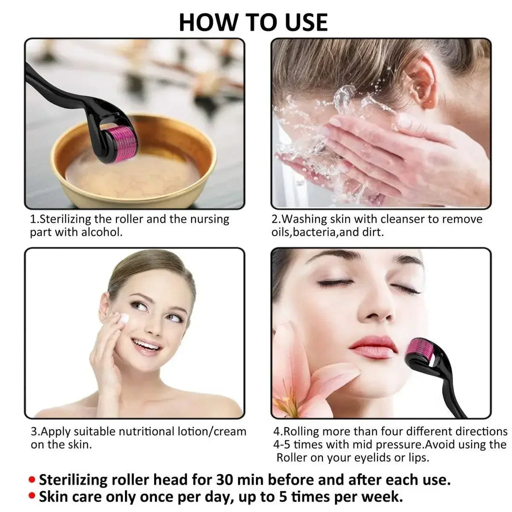 Derma Roller 0.25mm 540 Titanium Microneedle Roller for Facial Skin Body Care - Bforbazaar