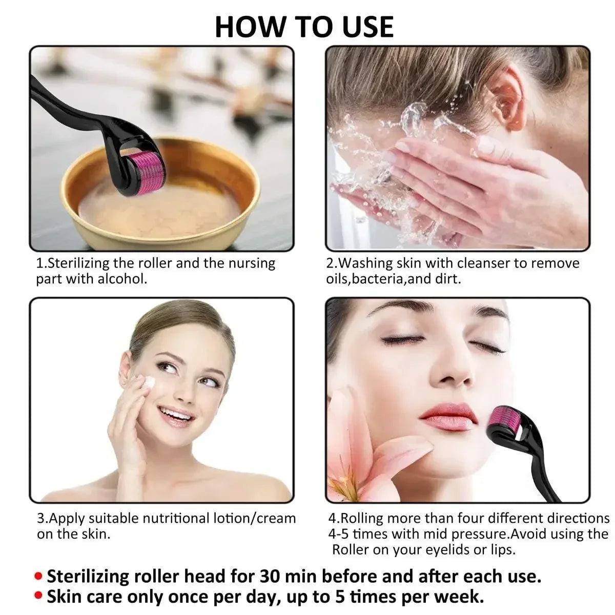 Derma Roller 0.25mm 540 Titanium Microneedle Roller for Facial Skin Body Care - Bforbazaar