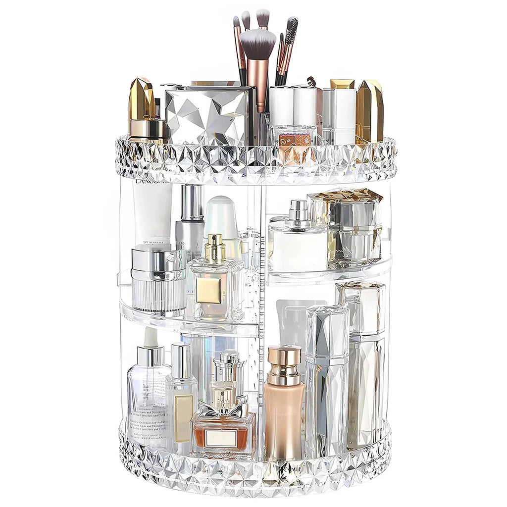 360 Degree Rotation Multi-Functional Cosmetic Organizer Transparent Box - Bforbazaar