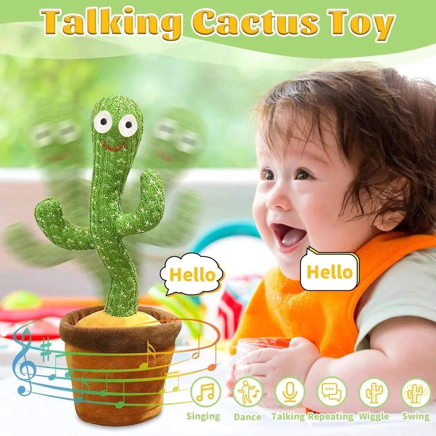 Intelligent Kawaii Cactus Interactive Learning and Musical Toy for Kids - Bforbazaar