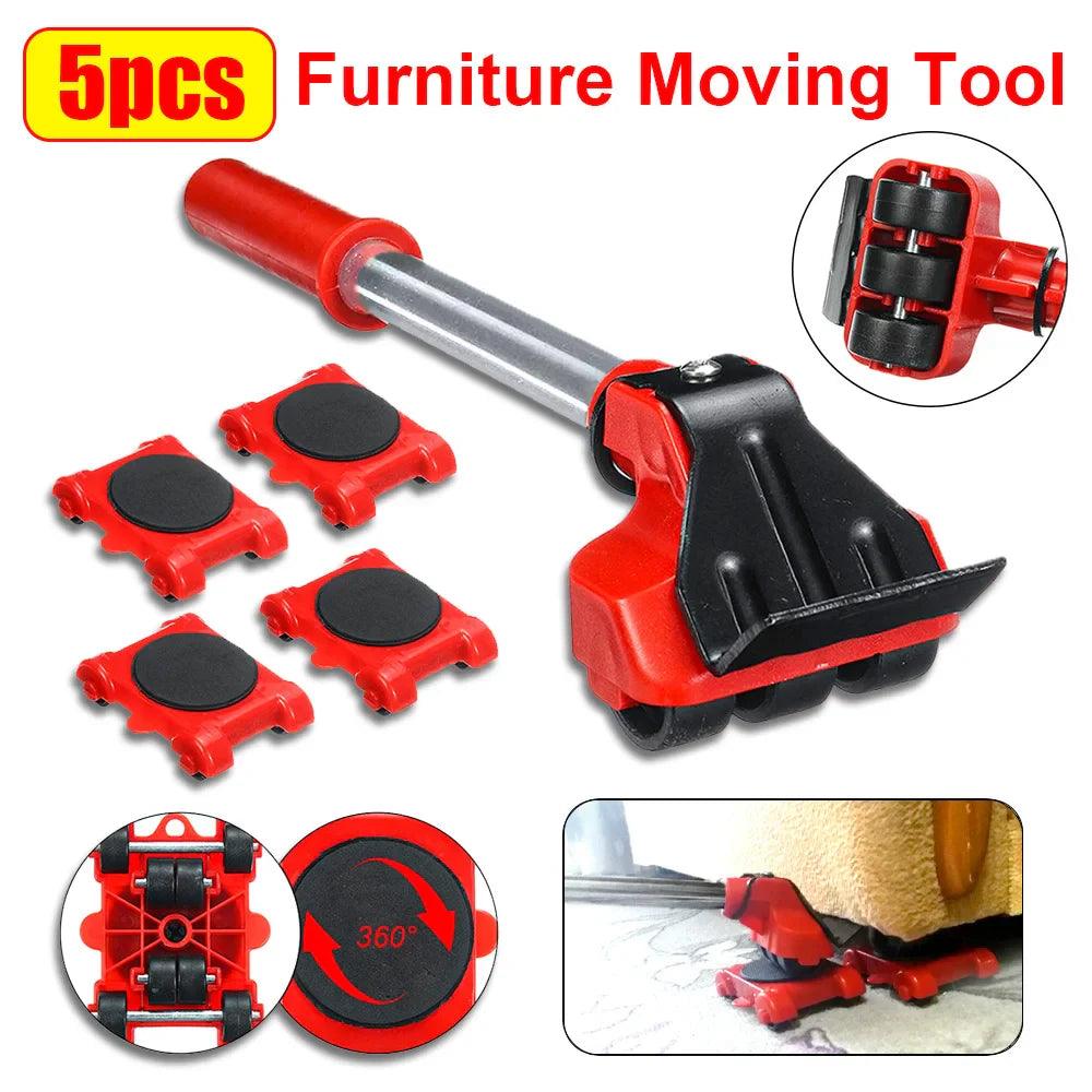 Heavy Duty Furniture Lifter With Wheel Bar - 5Pcs/Set - Bforbazaar