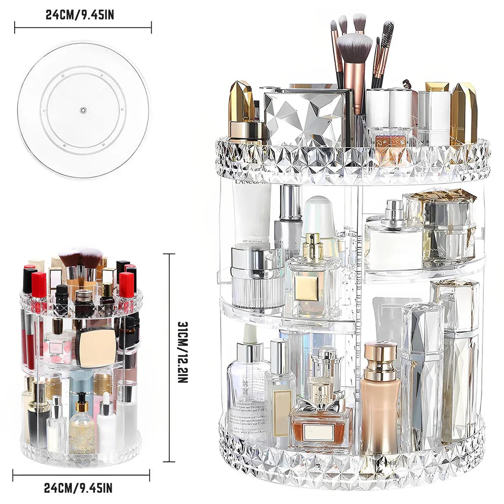 360 Degree Rotation Multi-Functional Cosmetic Organizer Transparent Box - Bforbazaar