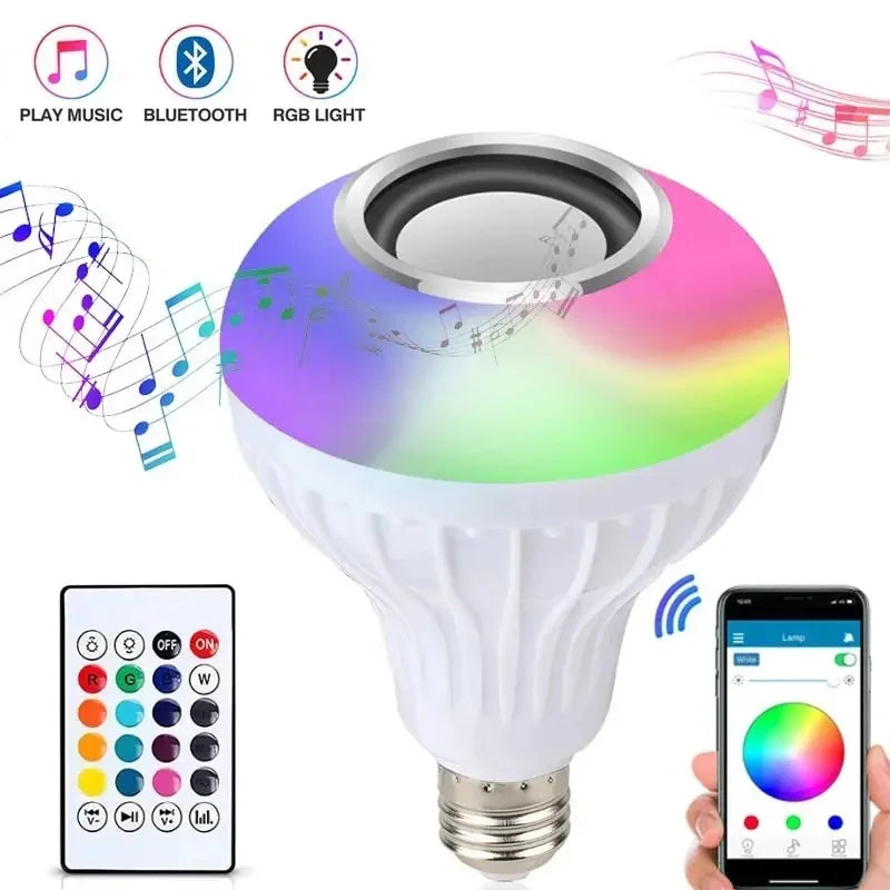 LED Stage Lighting E27 RGB Bluetooth Music Bulb with Remote Control - Bforbazaar