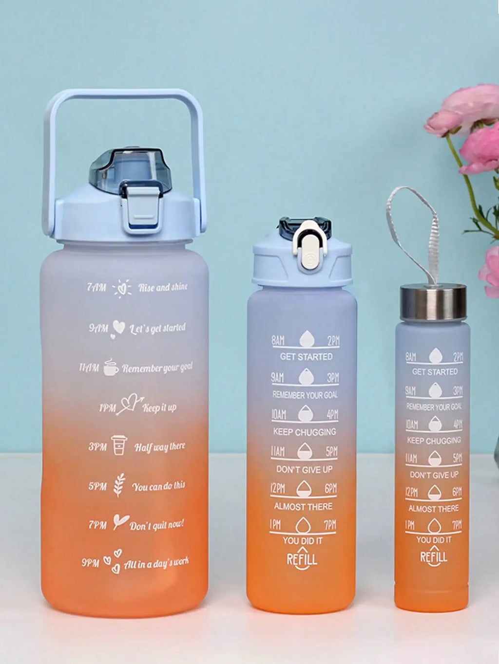 3Pcs Portable, Leak Proof, Gradient Water Bottles Set - Bforbazaar
