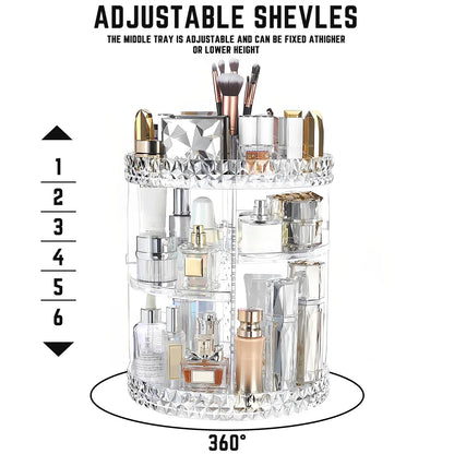 360 Degree Rotation Multi-Functional Cosmetic Organizer Transparent Box - Bforbazaar