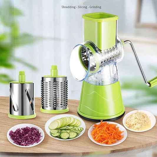 3-In-1 Manual Rotation Vegetable Fruit Slicer & Round Cutter - Bforbazaar