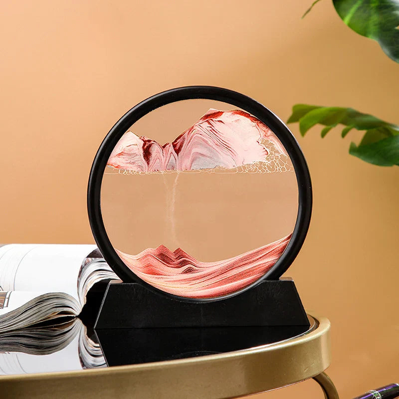 3D Deep Sea Sandscape & Moving Sand Art Picture with Round Glass In Motion Display - Bforbazaar