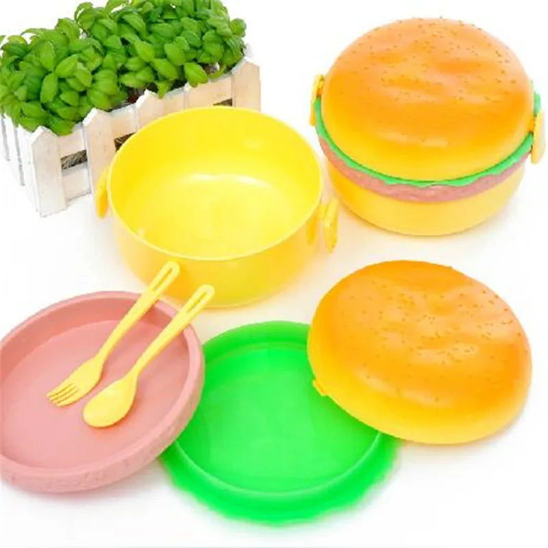 Burger Shape Round Lunch Box For Kids - Bforbazaar