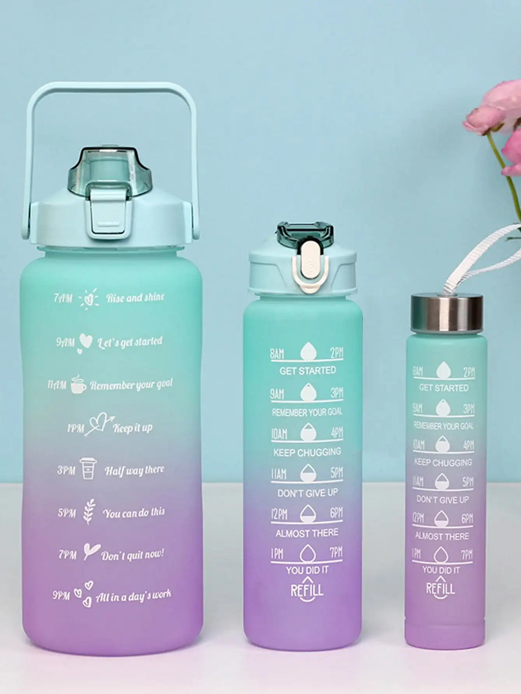 3Pcs Portable, Leak Proof, Gradient Water Bottles Set - Bforbazaar