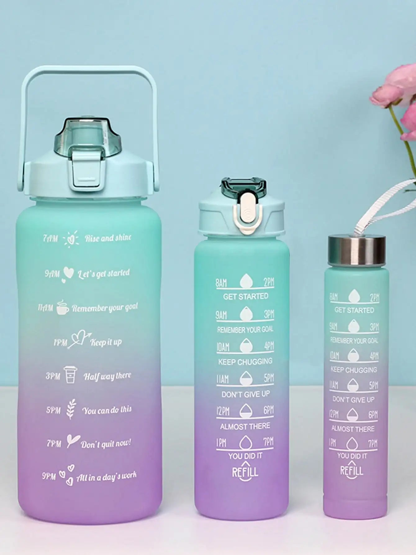 3Pcs Portable, Leak Proof, Gradient Water Bottles Set - Bforbazaar