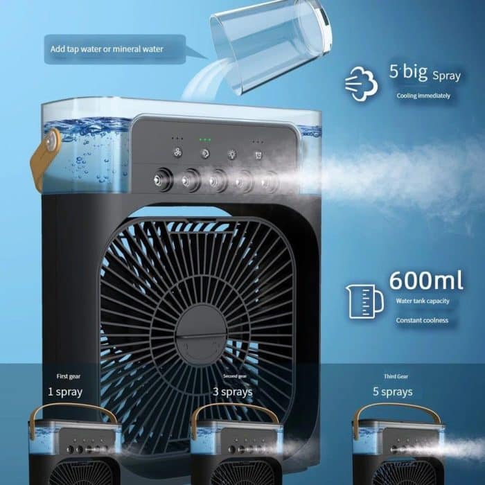 Portable Air Fan – LED & Mist (BIG SIZE)