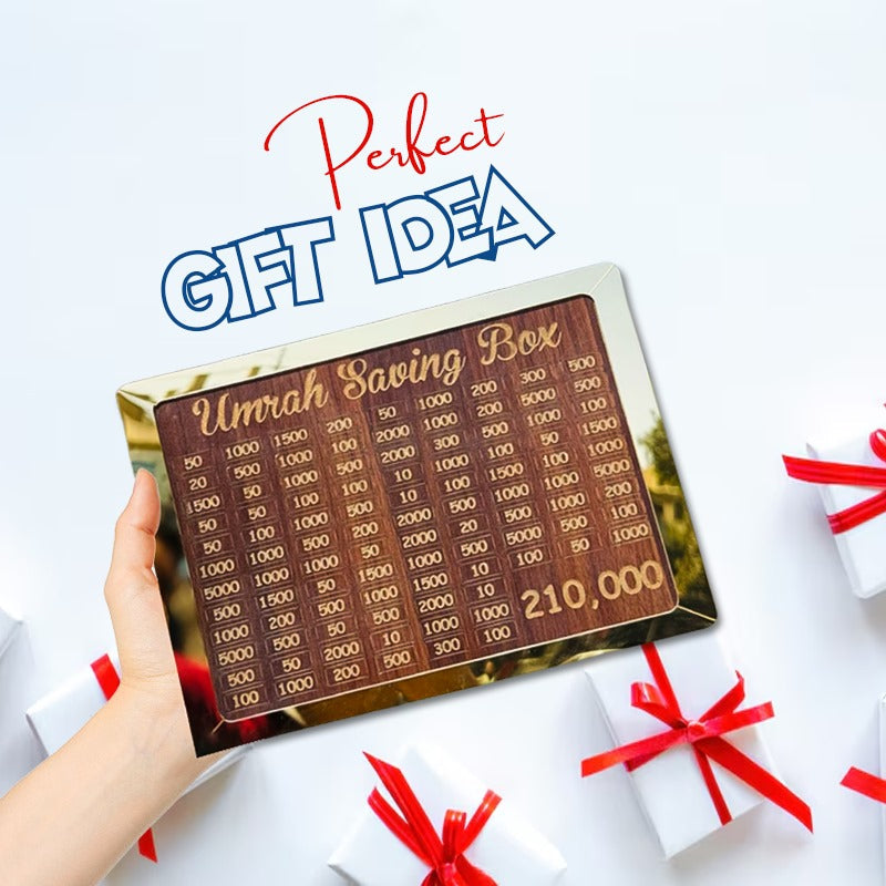 Wooden Umrah Saving Box – Start Your Spiritual Journey Today
