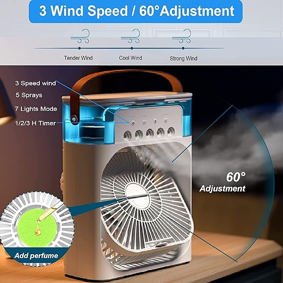 Portable Air Fan – LED & Mist (BIG SIZE)