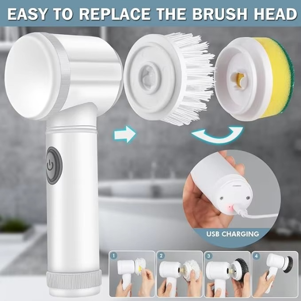 Magic Brush Wireless Rechargeable Cleaning Brush – For Bathtub, Tiles & More (NW000428)